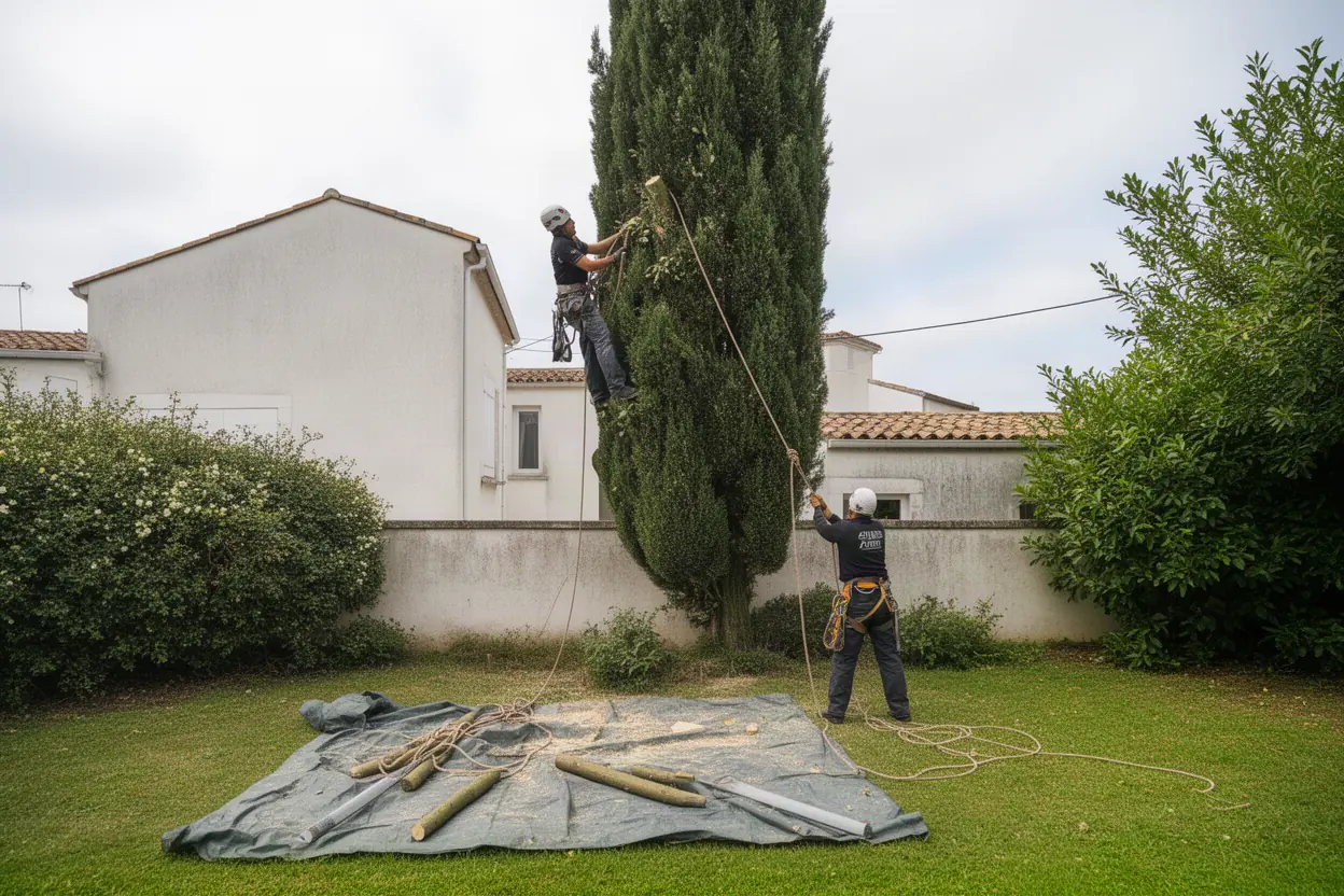 Abattage contrôlé près d'une maison à Périgny