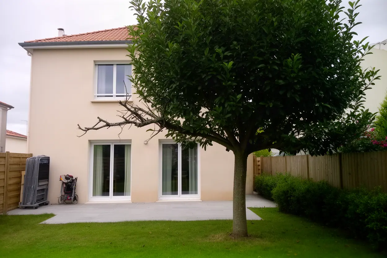 Feuillu dense au-dessus d'une terrasse à Puilboreau