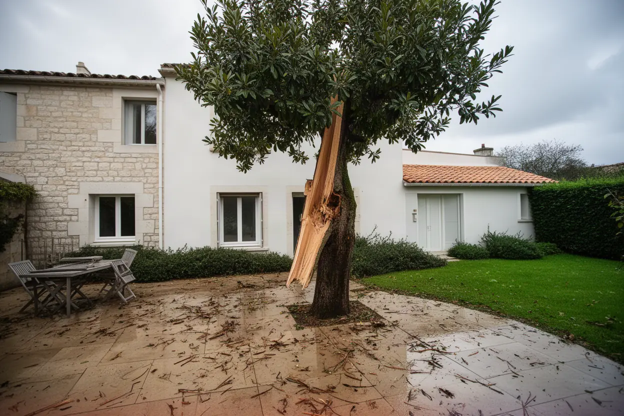Branche fendue avant sécurisation à La Rochelle