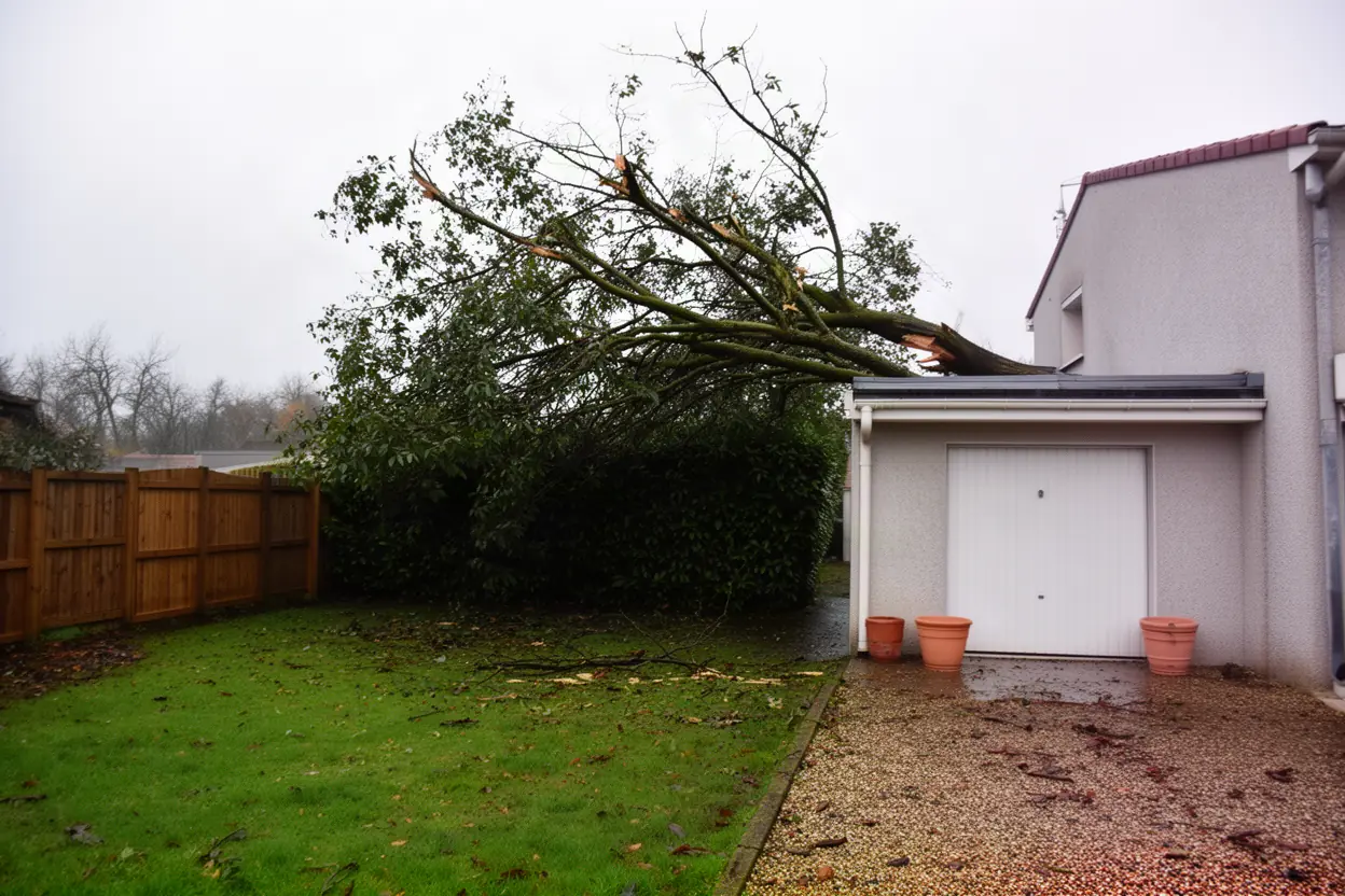 Arbre incliné avant démontage urgent à Périgny
