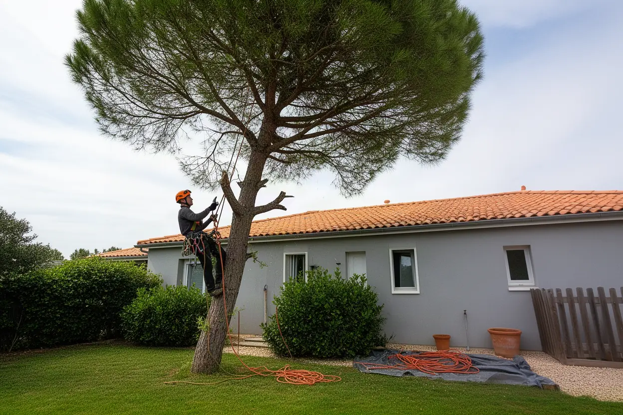 Élagueur taillant un arbre adulte dans Périgny