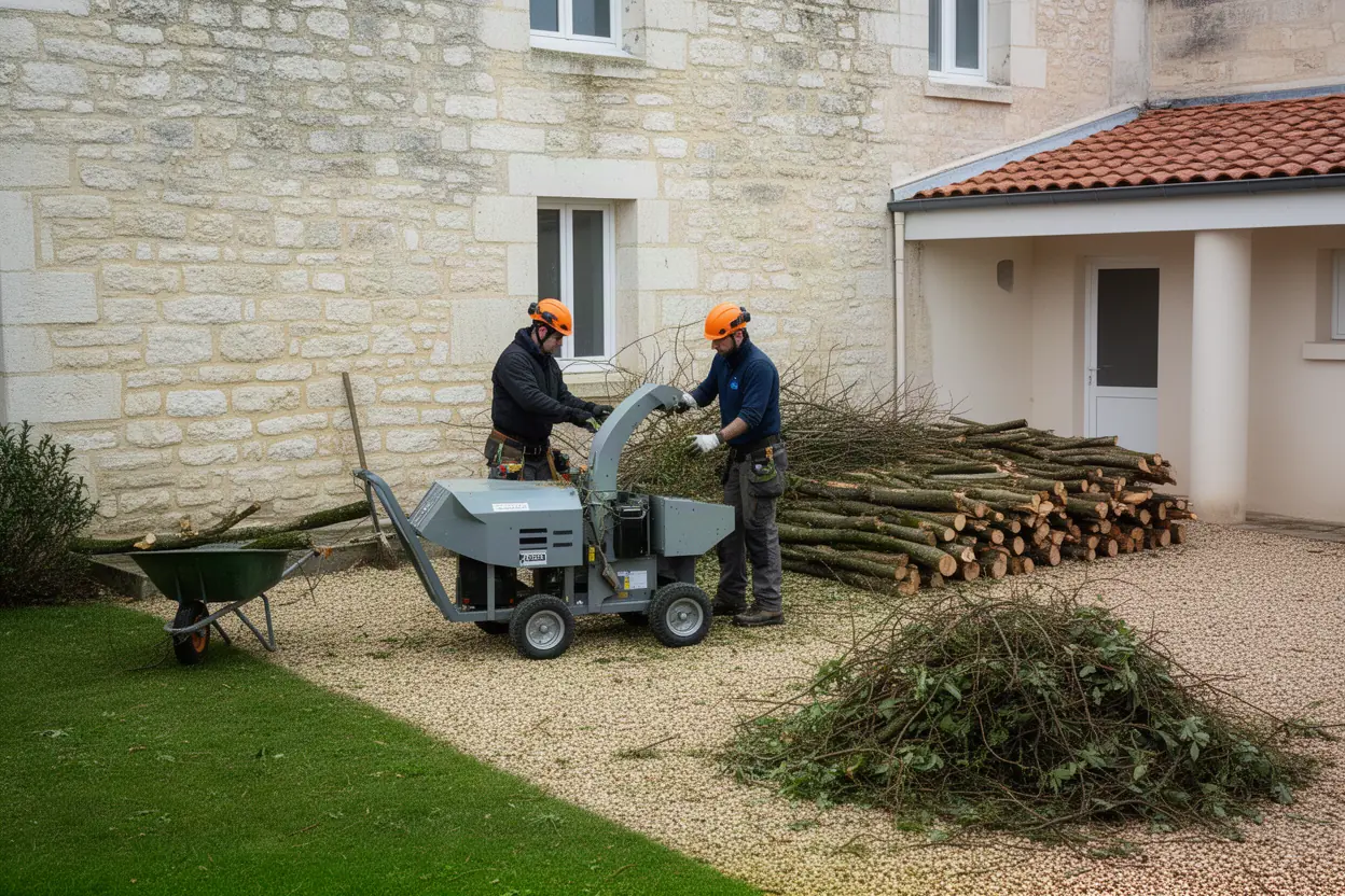 Broyage de branches après élagage à Périgny